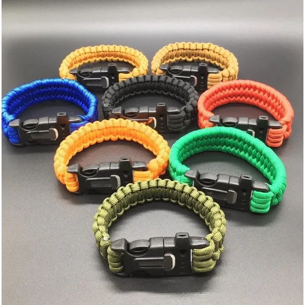 Outdoor Paracord & Flint Fire Starter & Whistle