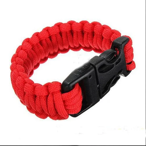Outdoor Paracord & Flint Fire Starter & Whistle