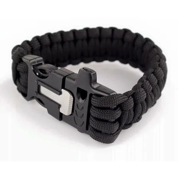 Outdoor Paracord & Flint Fire Starter & Whistle