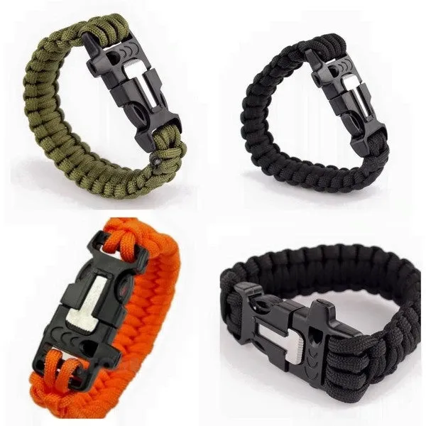 Outdoor Paracord & Flint Fire Starter & Whistle