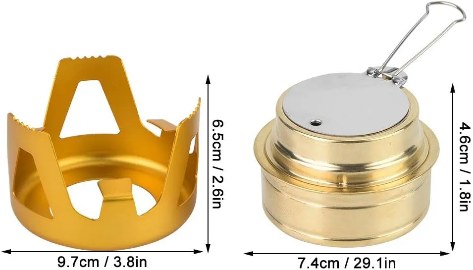 Outdoor Portable Ultra Light Mini Cooking Spirit, Burner Alcohol Fuel Stove BBQ Camping, With Sealed Cap And Fire Extinguish Lid For Home And Outdoor Hiking, Camping (Gold)