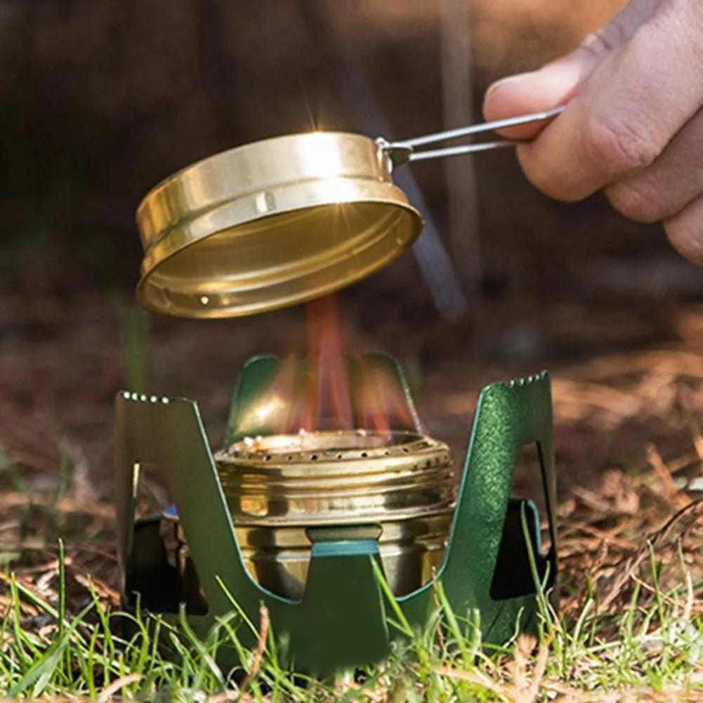 Outdoor Portable Ultra Light Mini Cooking Spirit, Burner Alcohol Fuel Stove BBQ Camping, With Sealed Cap And Fire Extinguish Lid For Home And Outdoor Hiking, Camping (Green)