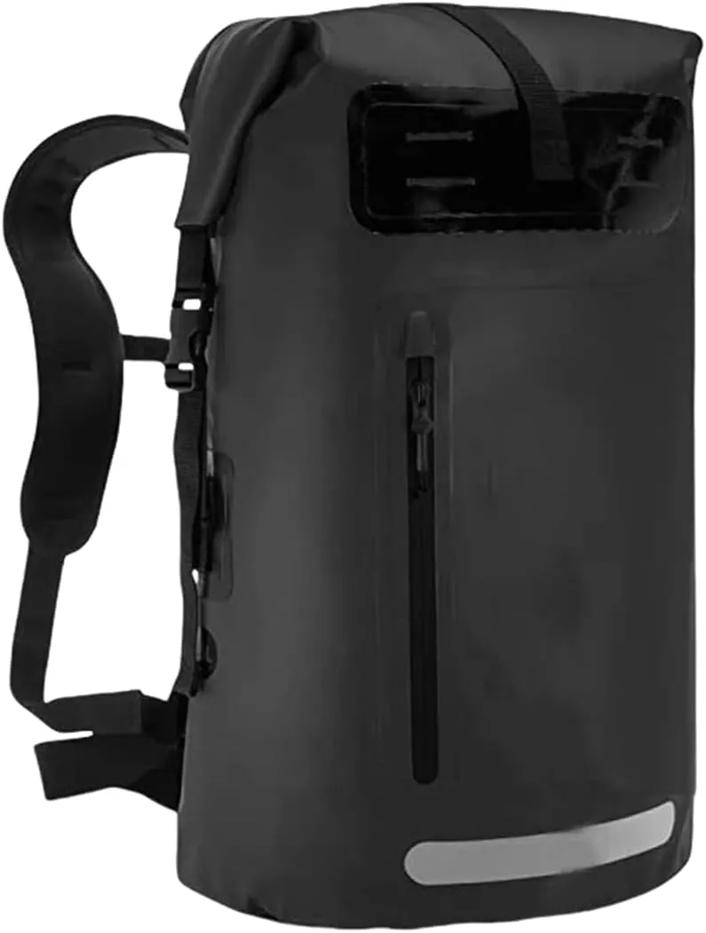Outdoor PVC Waterproof Dry Backpack Water Floating Bag Roll Top Sack, Dry Backpack Waterproof Surfing Swimming Kayaking (Black,55L)