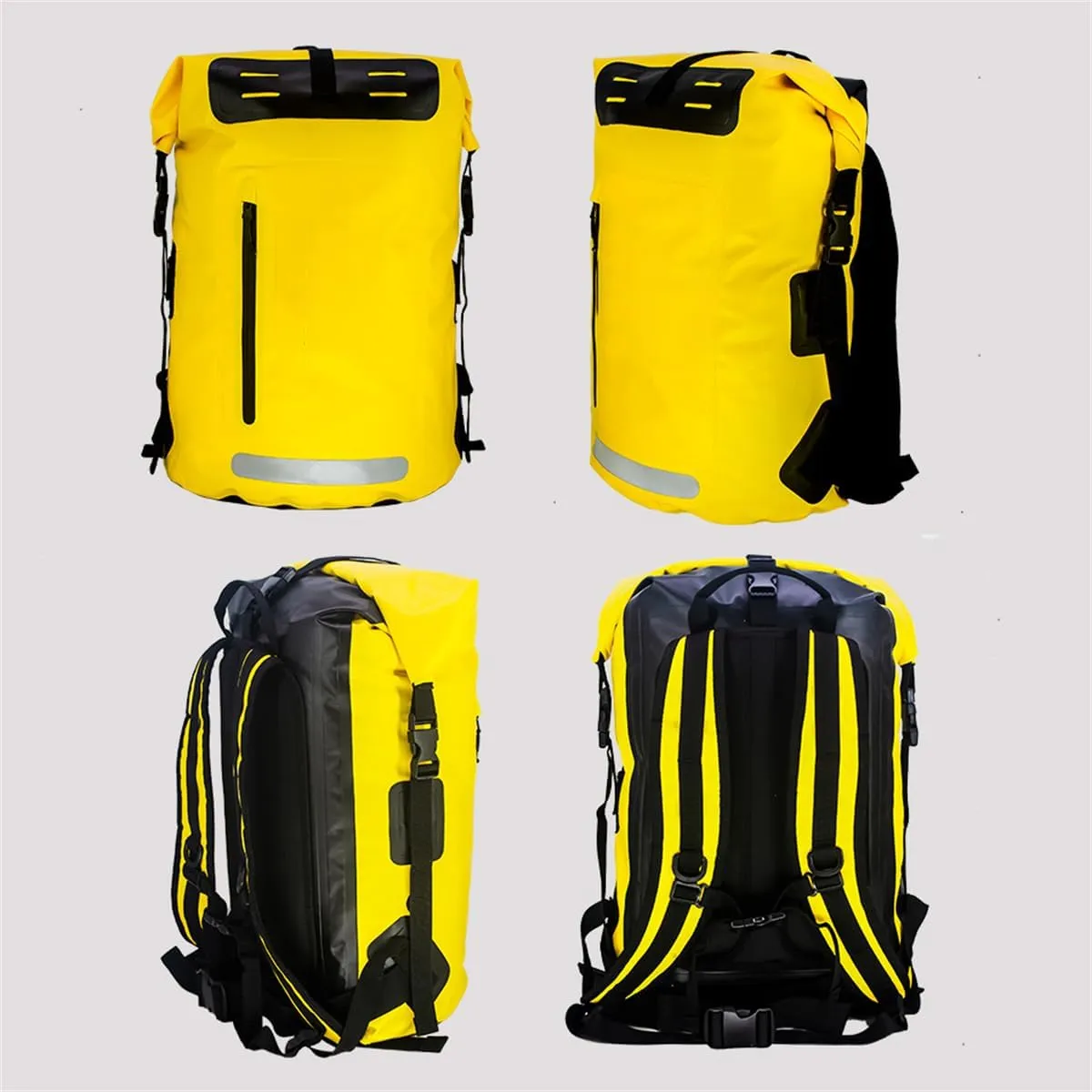 Outdoor PVC Waterproof Dry Backpack Water Floating Bag Roll Top Sack, Dry Backpack Waterproof Surfing Swimming Kayaking (Yellow,55L)