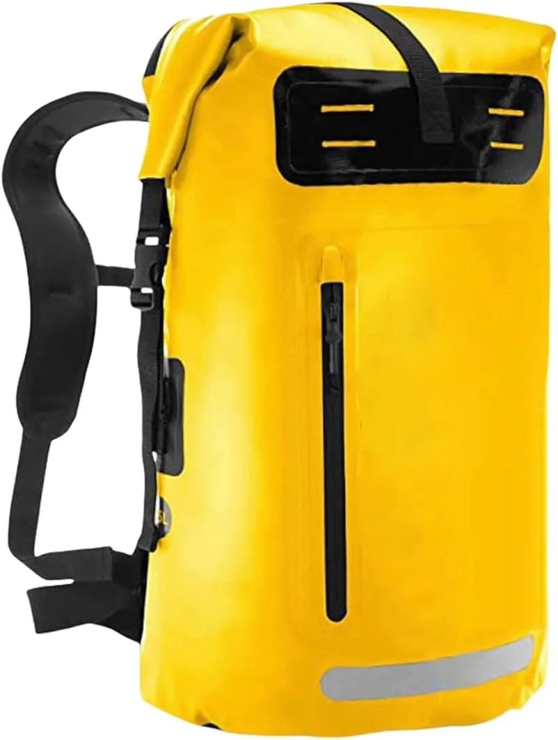 Outdoor PVC Waterproof Dry Backpack Water Floating Bag Roll Top Sack, Dry Backpack Waterproof Surfing Swimming Kayaking (Yellow,55L)