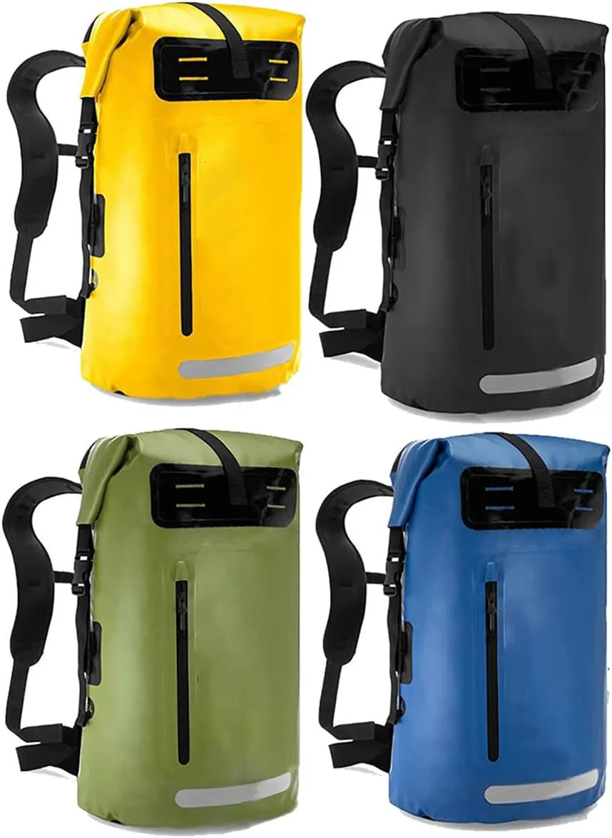 Outdoor PVC Waterproof Dry Backpack Water Floating Bag Roll Top Sack, Dry Backpack Waterproof Surfing Swimming Kayaking (Yellow,55L)