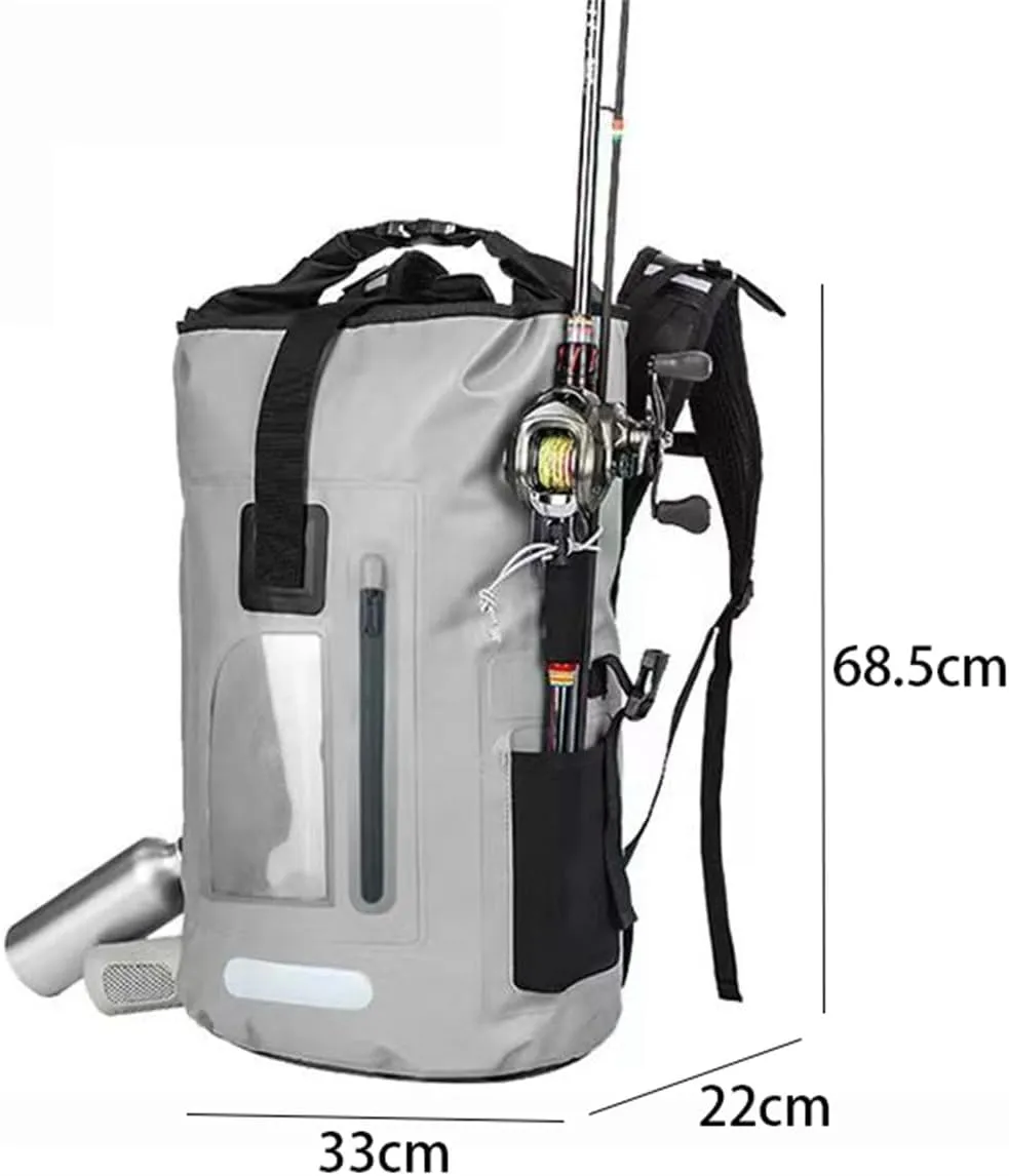 Outdoor PVC Waterproof Dry Backpack Water Floating Bag Roll Top Sack, for Kayaking Boating Camping Fishing Surfing (Black,30L)