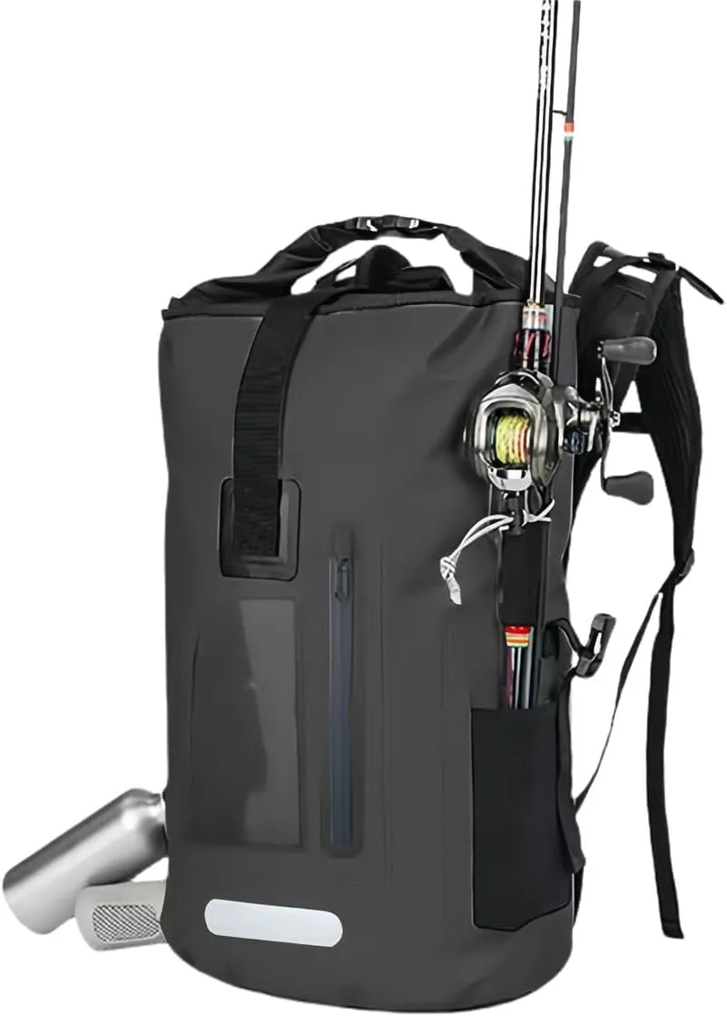 Outdoor PVC Waterproof Dry Backpack Water Floating Bag Roll Top Sack, for Kayaking Boating Camping Fishing Surfing (Black,30L)