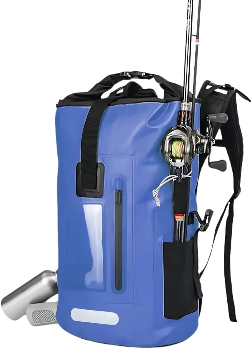 Outdoor PVC Waterproof Dry Backpack Water Floating Bag Roll Top Sack, for Kayaking Boating Camping Fishing Surfing (Blue,30L)