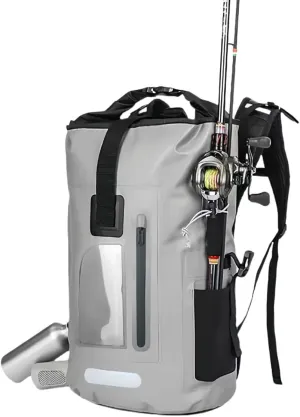 Outdoor PVC Waterproof Dry Backpack Water Floating Bag Roll Top Sack, for Kayaking Boating Camping Fishing Surfing (Grey,30L)