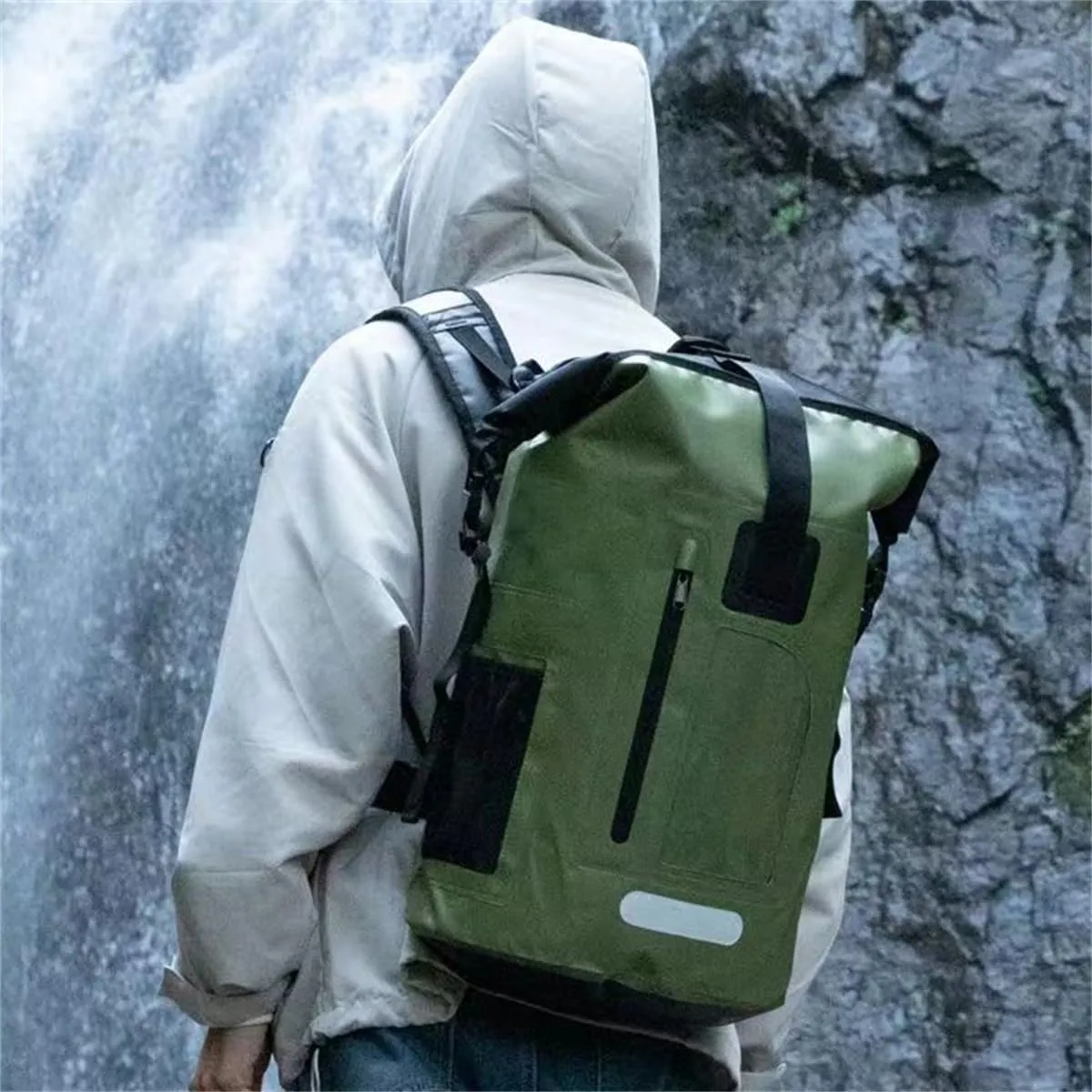 Outdoor PVC Waterproof Dry Backpack Water Floating Bag Roll Top Sack, for Kayaking Boating Camping Fishing Surfing (Grey,30L)