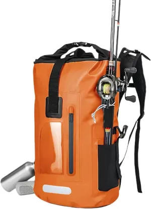 Outdoor PVC Waterproof Dry Backpack Water Floating Bag Roll Top Sack, for Kayaking Boating Camping Fishing Surfing (Orange,30L)