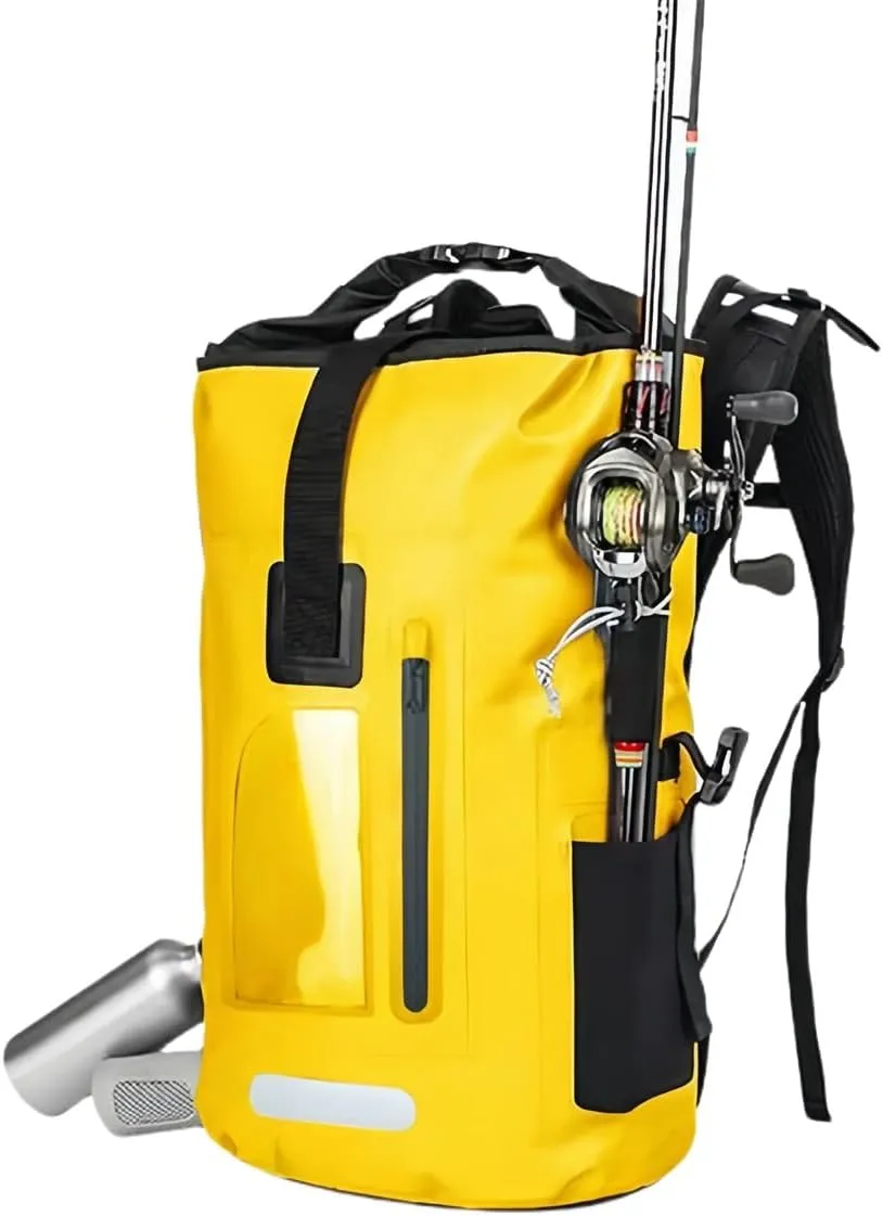 Outdoor PVC Waterproof Dry Backpack Water Floating Bag Roll Top Sack, for Kayaking Boating Camping Fishing Surfing (Yellow,30L)