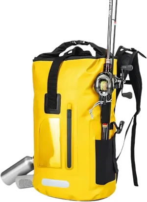 Outdoor PVC Waterproof Dry Backpack Water Floating Bag Roll Top Sack, for Kayaking Boating Camping Fishing Surfing (Yellow,30L)