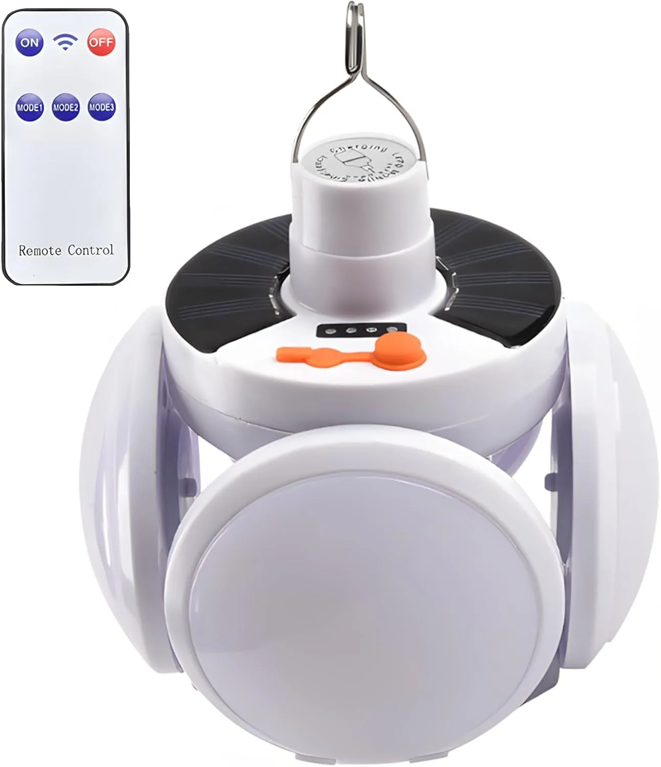 Outdoor Solar Led Light Bulb, Remote Control, Ip65 Waterproof, 5 Light Modes, Foldable and Compact for Camping and Emergency Situations