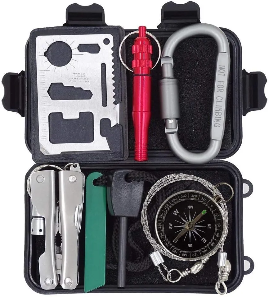 Outdoor Survival Kit 7 in 1,Mini Emergency Survival Gear Small Camping Equipment Pocket Tool Gadgets Stocking Stuffers Ideal for Boys Kids Hiking