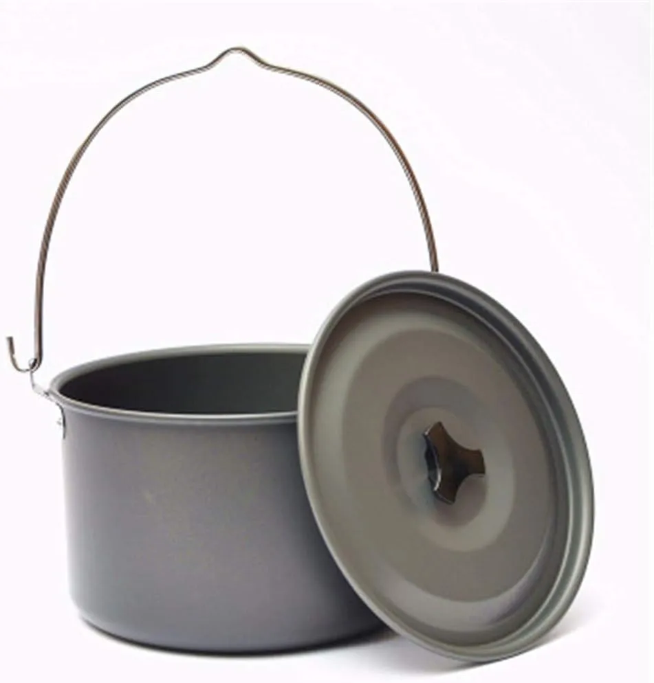 Outdoor Titanium Pot, Camping Cookware Mess Kit,Non-Stick Kettle Outdoor Camp Cook with Lid Storage,Hanging Pot Pan Kettle for 5-8 Person Walking Pot Outdoor Campfire Grill Cooking Tripod