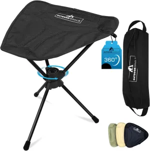OutdoorOriginals 360 Rotating Camping Stool - Ultra Lightweight 1.3 lbs Backpacking/Camp Seat - Compact Foldable Collapsible Tripod Chair - Portable, Folding Stool for Outdoor Adventures Max 265 LBS