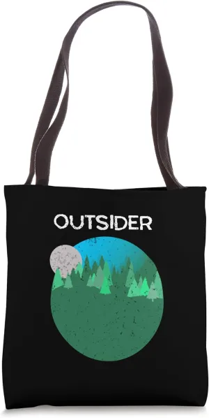Outsider Camping T-Shirt Moon and Trees Tote Bag