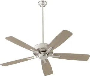 Ovation - 5 Blade Ceiling Fan In Transitional Style-12.5 Inches Tall and 52 Inches Wide-Satin Nickel Finish-Silver/Weath