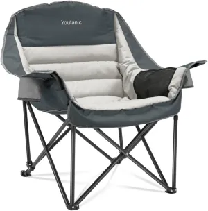 Oversized Camping Chair, Portable Folding Camping Chairs with Side Pocket, Cup Holder and Carry Bag, Heavy Duty Outdoor Camping Chairs for Adults, Fishing, Sports, Trip, up to 400lbs, Style 8