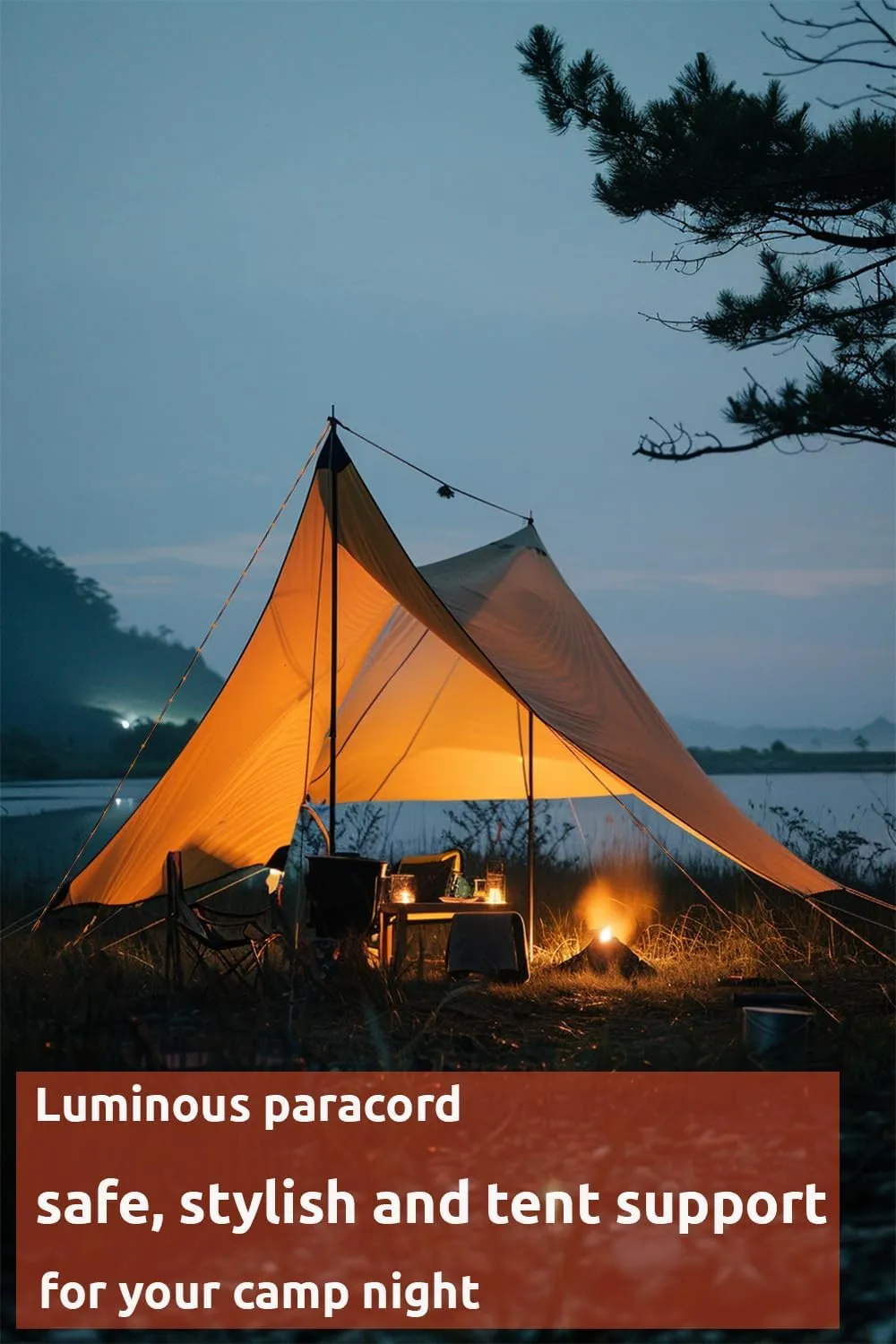 P auke'réi Luminous Paracord Light, Camping Rope Light, Tent Wind Rope Light, Warning Light, Waterproof Marine Rope, Nylon Rope, Outdoor LED Rope Light, Φ6mm, L16.4ft / 5m (Blue, 2 pcs)