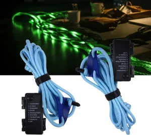 P auke'réi Luminous Paracord Light, Camping Rope Light, Tent Wind Rope Light, Warning Light, Waterproof Marine Rope, Nylon Rope, Outdoor LED Rope Light, Φ6mm, L16.4ft / 5m (Blue, 2 pcs)