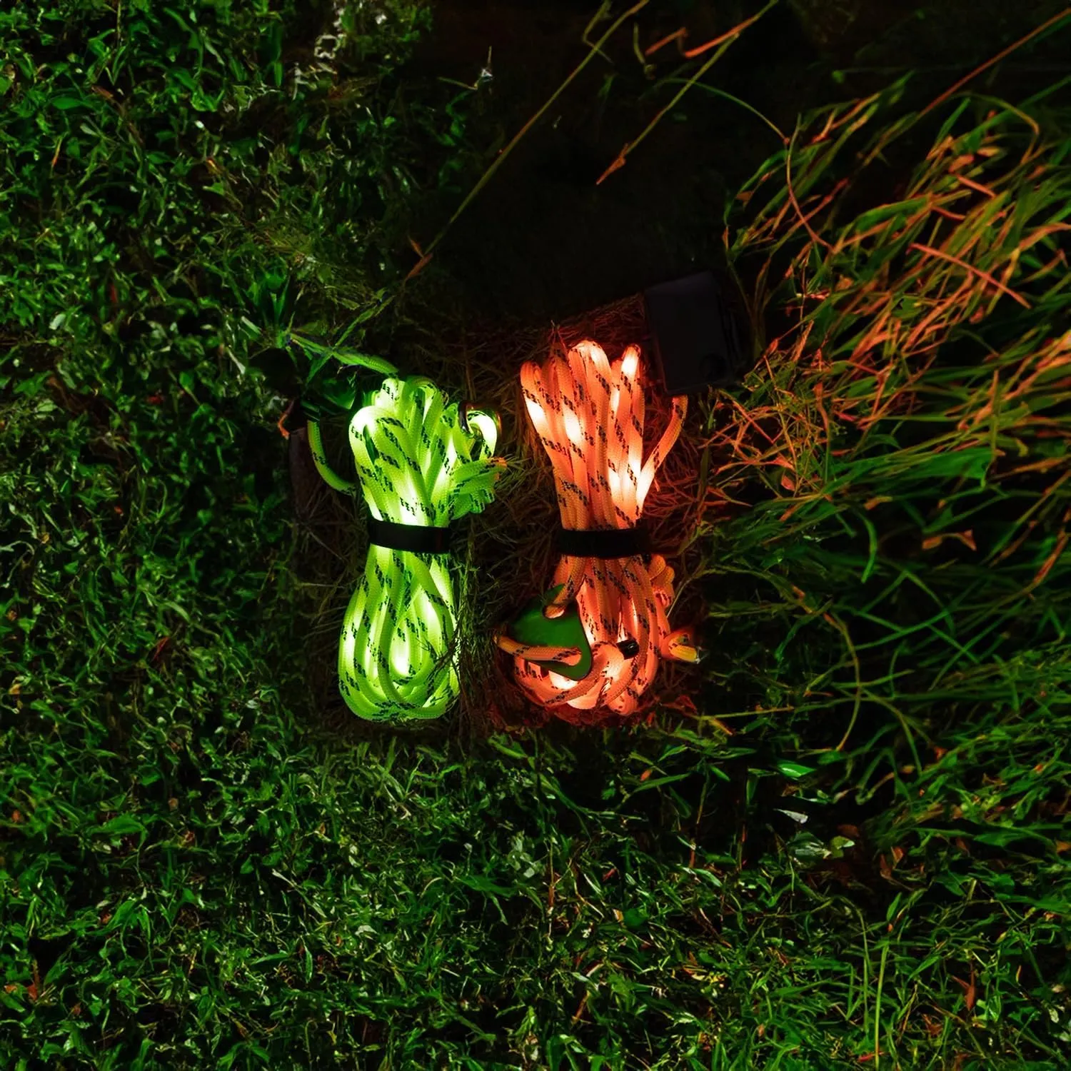 P auke'réi Luminous Paracord Light, Camping Rope Light, Tent Wind Rope Light, Warning Light, Waterproof Marine Rope, Nylon Rope, Outdoor LED Rope Light, Φ6mm, L16.4ft / 5m (Blue, 2 pcs)
