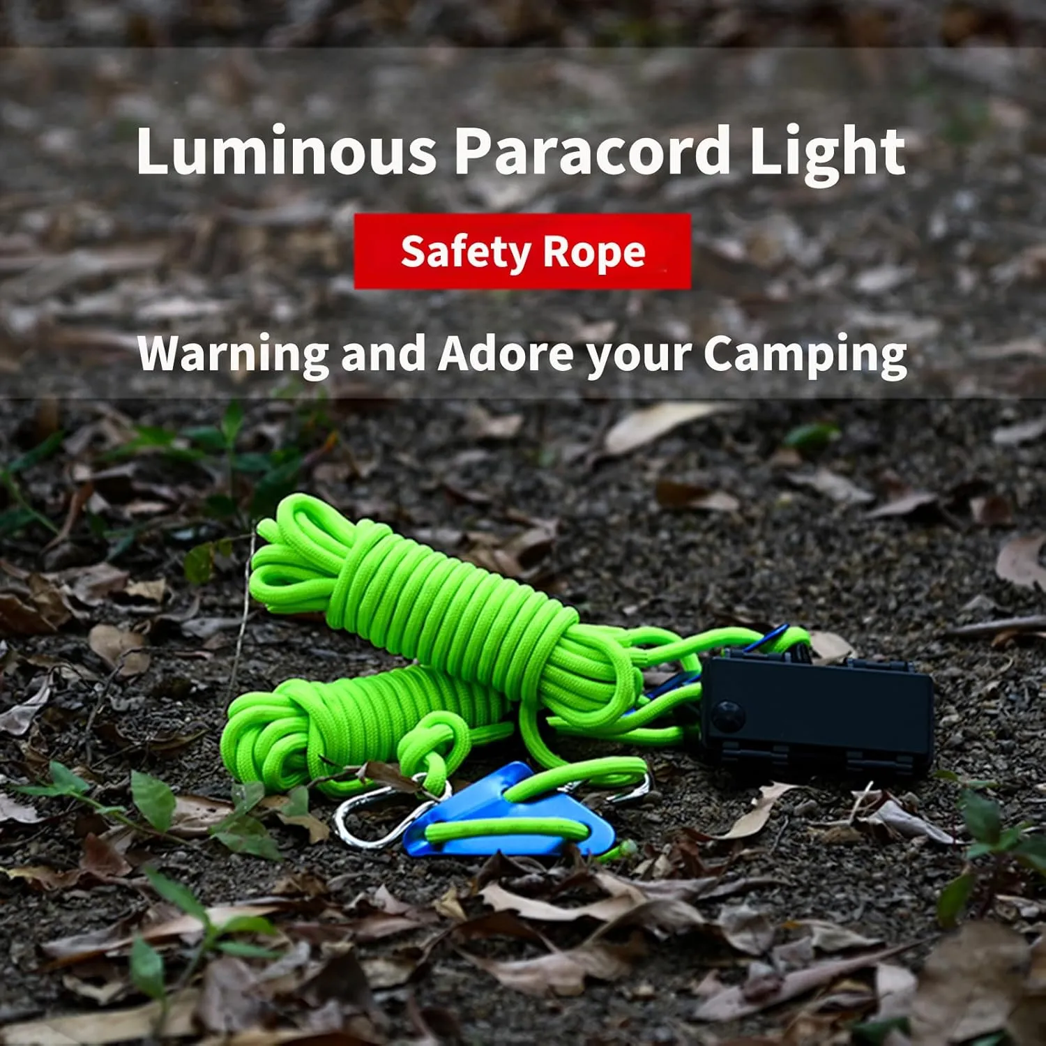 P auke'réi Luminous Paracord Light, Camping Rope Light, Tent Wind Rope Light, Warning Light, Waterproof Marine Rope, Nylon Rope, Outdoor LED Rope Light, Φ6mm, L16.4ft / 5m (Blue, 2 pcs)