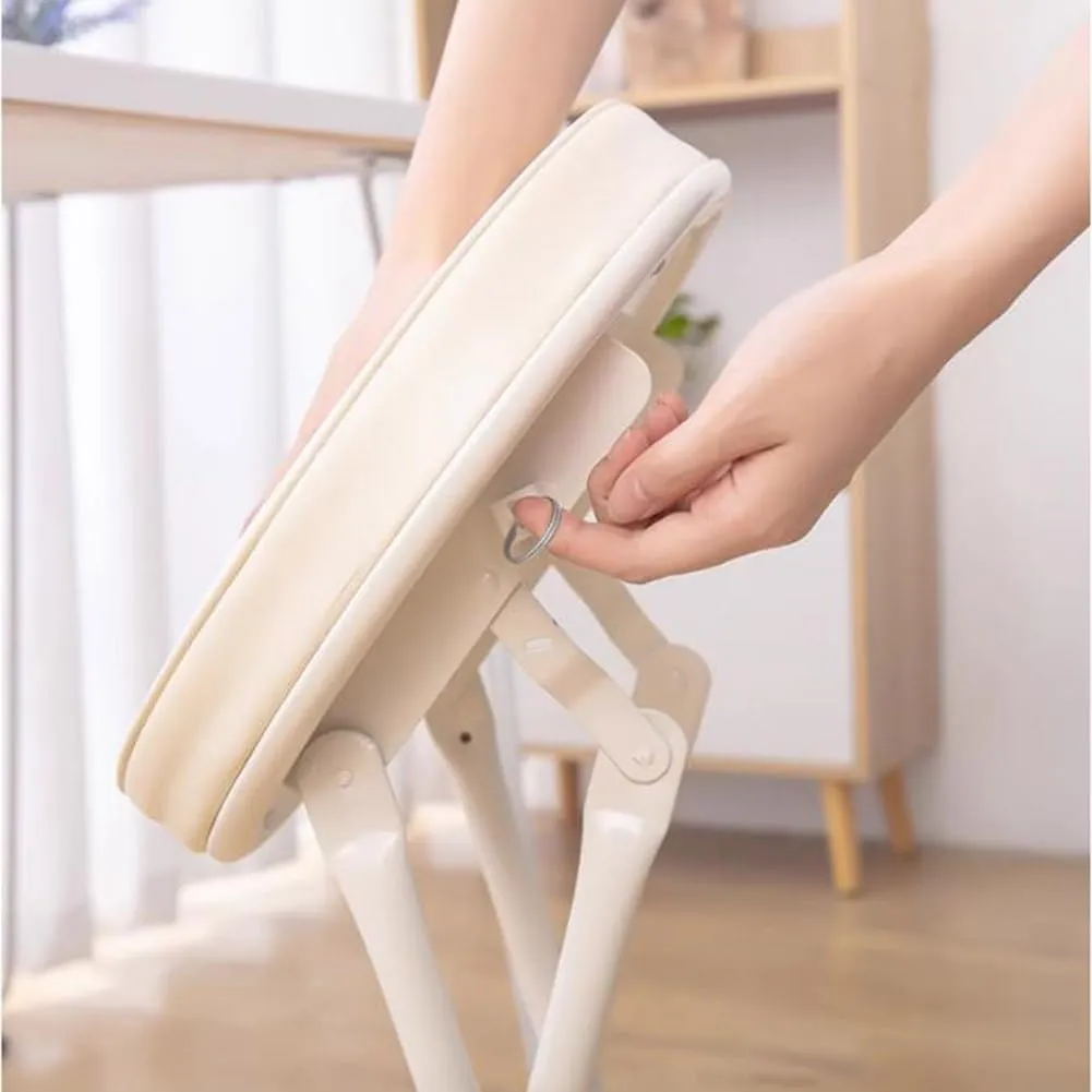 Padded Folding Bar Stool with Backrest, 19in Portable Collapsible Round Breakfast Counter Height Stool Chair for Outdoor Camping Kitchen Shop Cafe,Grey,