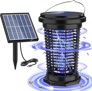 PALONE Bug Zapper for Outdoor & Indoor with 5.5W Solar Panel Charging, Electric Fly Zapper USB Charging Solar Bug Zapper Light for Camping Outdoor, Backyard, Garden