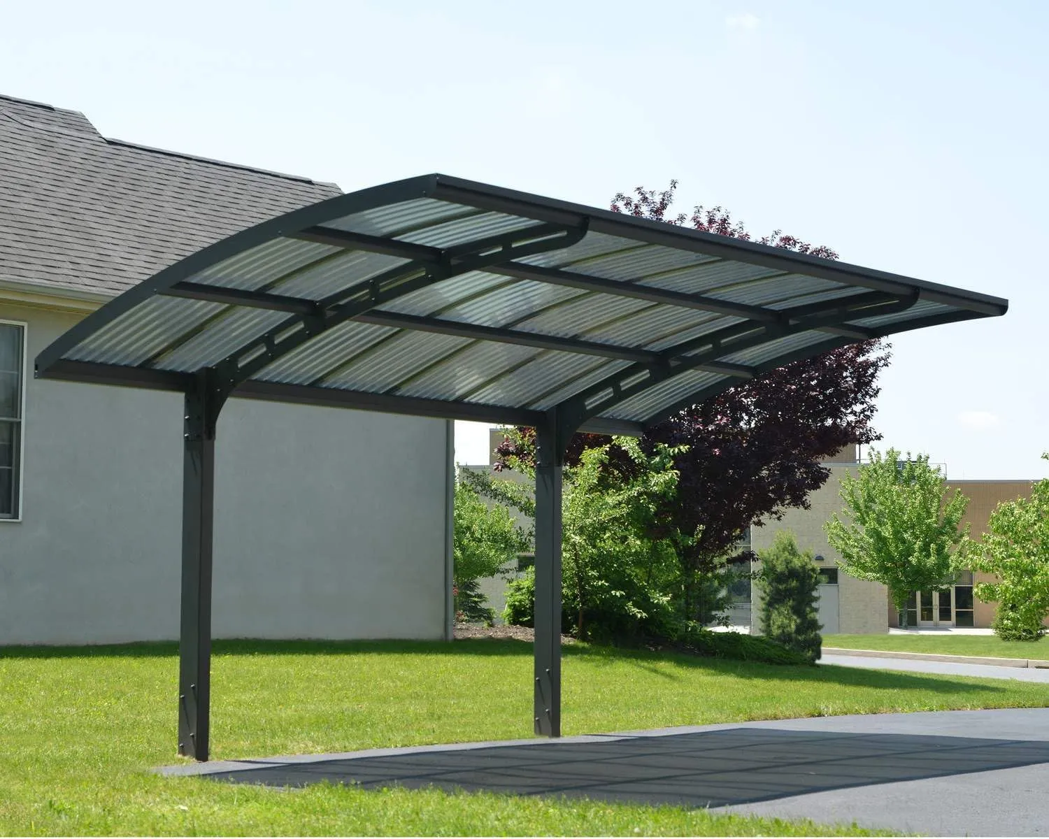 Palram - Canopia Arizona 10 Ft. x 16 Ft. x 9 Ft. Wave 5000 Carport Aluminum Metal Frame and Polycarbonate Panels Car Port for Outdoor Driveway Car, Truck, RV, Trailer, Boat Storage (Gray/Gray)