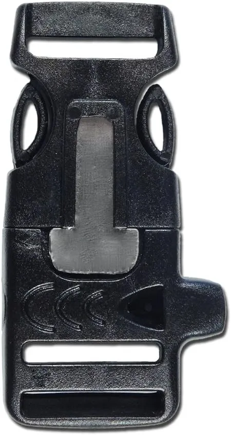 Paracord Planet 3/4 Inch Buckle Whistle and Built in Fire Starter with Flint Rod Combo Side Release Buckle