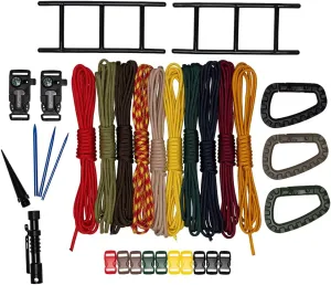 PARACORD PLANET Big Bundle Paracord Kit Boy Scouts - Combo Kit & Whistle Compass Utility Buckles Carabiners Knotters Tool Needles & Winder Great for Outdoors