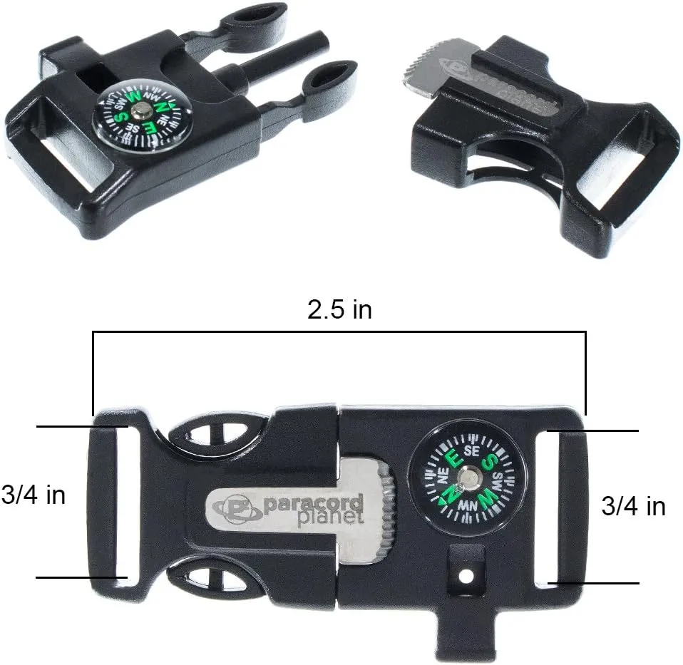 Paracord Planet Plastic Side Release Emergency Survival Utility Buckles & Whistle Buckles – Choose from 1/2”, 5/8” or 3/4”
