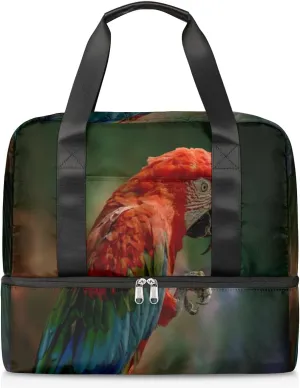 Parrot Beak Claws Travel Bag Double Tier Zip Closure Weekender Bag with Leather Handle Waterproof Sports Tote Gym Bag for Swim Beach Gym Yoga