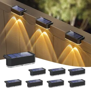 Peasur Solar Fence Lights Outdoor, 8 Pack Step Light Solar Powered, Waterproof LED Deck Lights for Railing Yard Patio Outside(Warm White)
