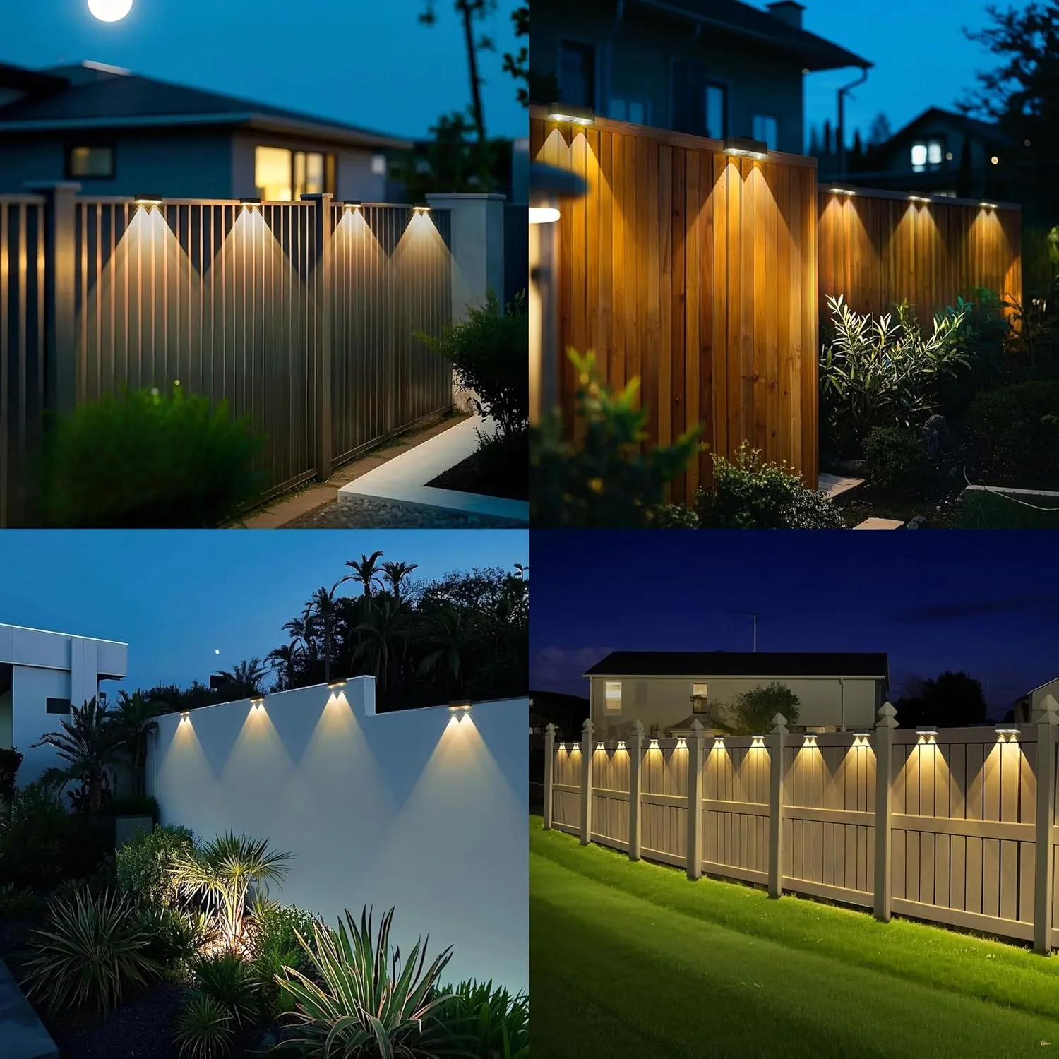 Peasur Solar Fence Lights Outdoor, 8 Pack Step Light Solar Powered, Waterproof LED Deck Lights for Railing Yard Patio Outside(Warm White)