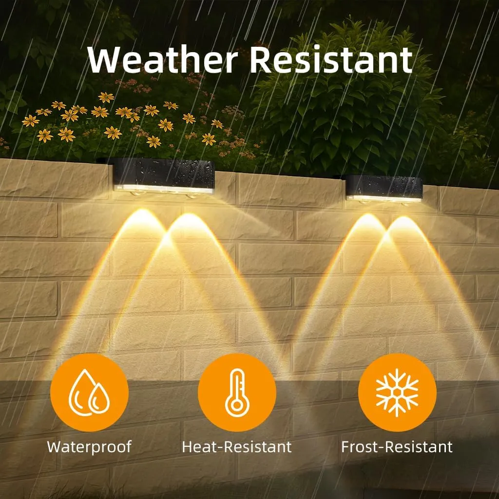 Peasur Solar Fence Lights Outdoor, 8 Pack Step Light Solar Powered, Waterproof LED Deck Lights for Railing Yard Patio Outside(Warm White)