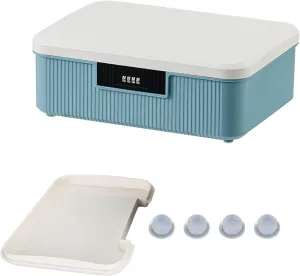 PENCK Lockable Storage Container Bin, 4.2 Gallon Lock Box for College Dorm - Plastic Versatile Organizer with Changeable Lock for Outdoor Travel Home Office School, White&Blue