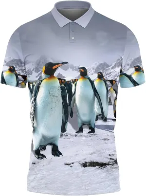 Penguin Polo Golf Shirts for Men Women - Cute Animal Mens Polo Shirts Short Sleeve Mens Polo Shirts Dry Fit Serie 102