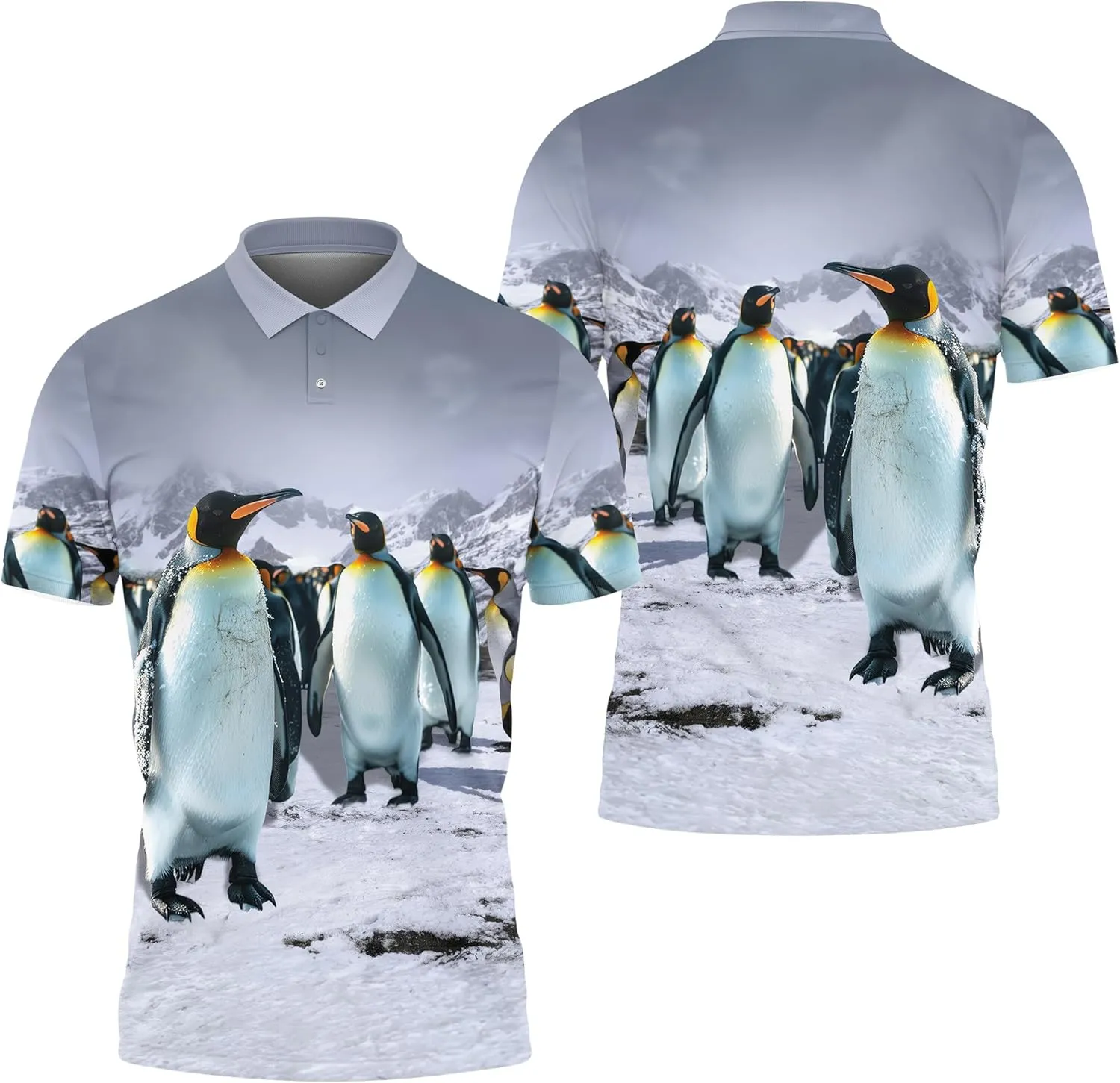 Penguin Polo Golf Shirts for Men Women - Cute Animal Mens Polo Shirts Short Sleeve Mens Polo Shirts Dry Fit Serie 102
