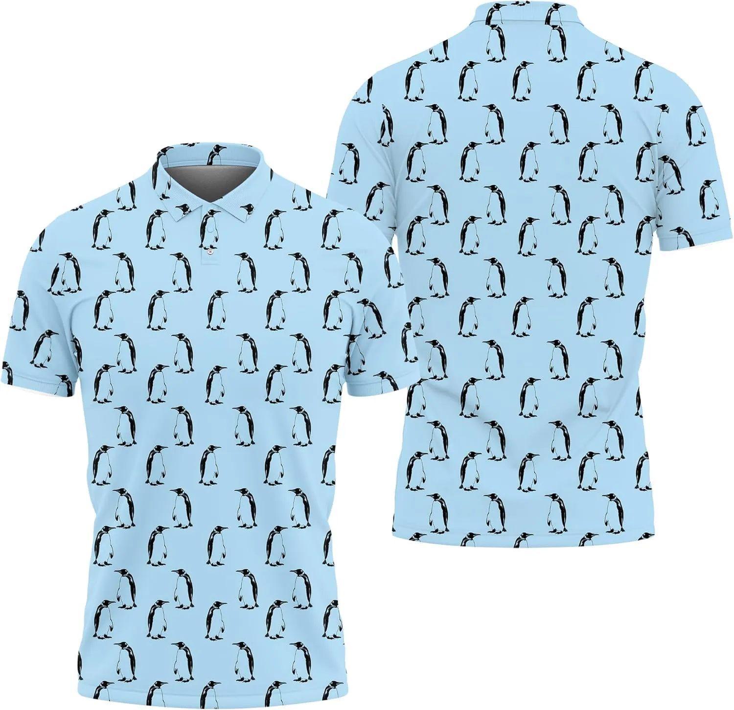 Penguin Polo Golf Shirts for Men Women - Cute Animal Mens Polo Shirts Short Sleeve Mens Polo Shirts Dry Fit Serie 102