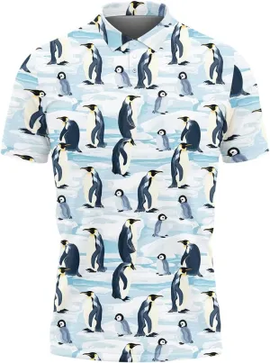 Penguin Polo Golf Shirts for Men Women - Cute Animal Mens Polo Shirts Short Sleeve Mens Polo Shirts Dry Fit Serie 102