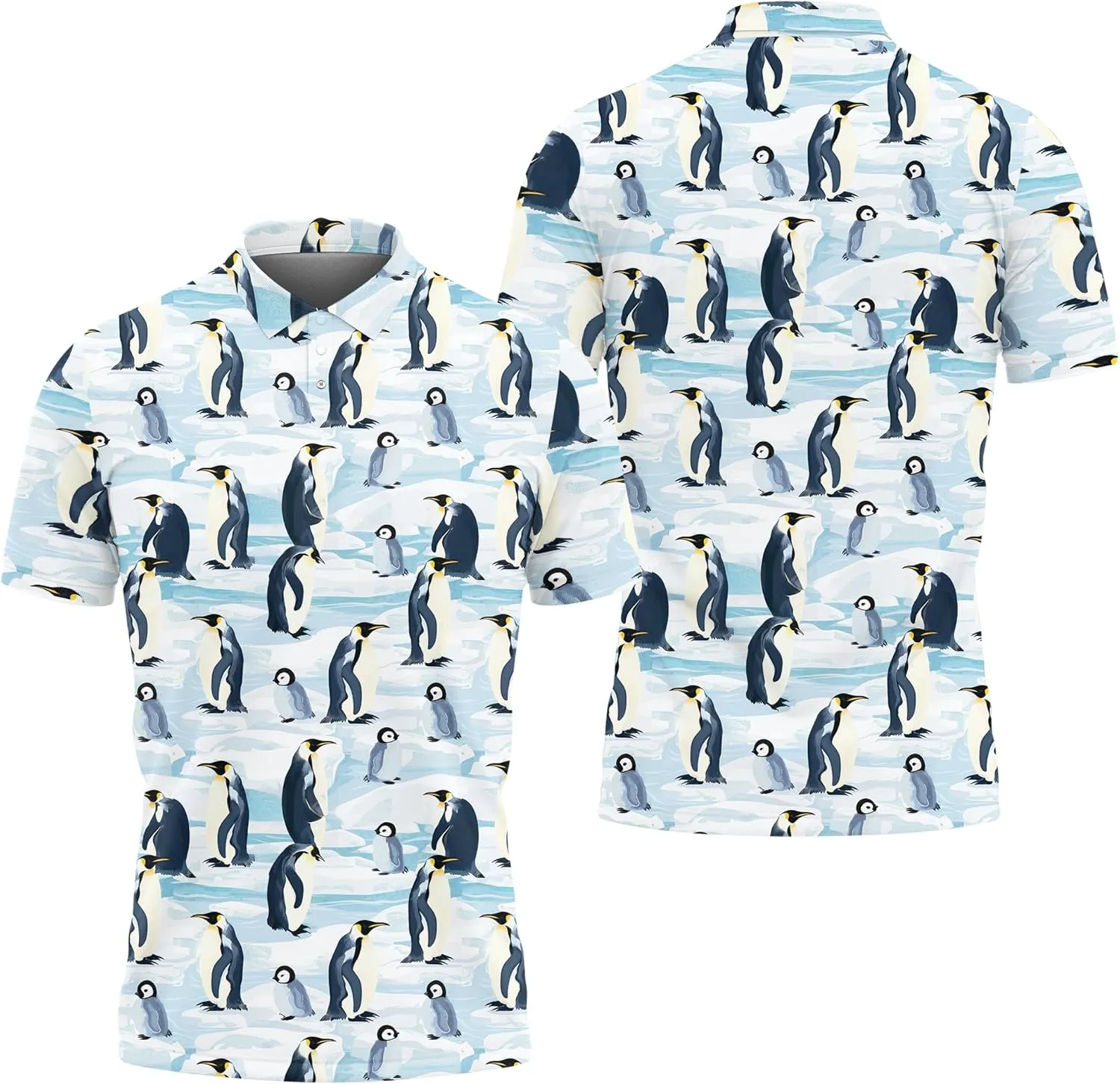 Penguin Polo Golf Shirts for Men Women - Cute Animal Mens Polo Shirts Short Sleeve Mens Polo Shirts Dry Fit Serie 102
