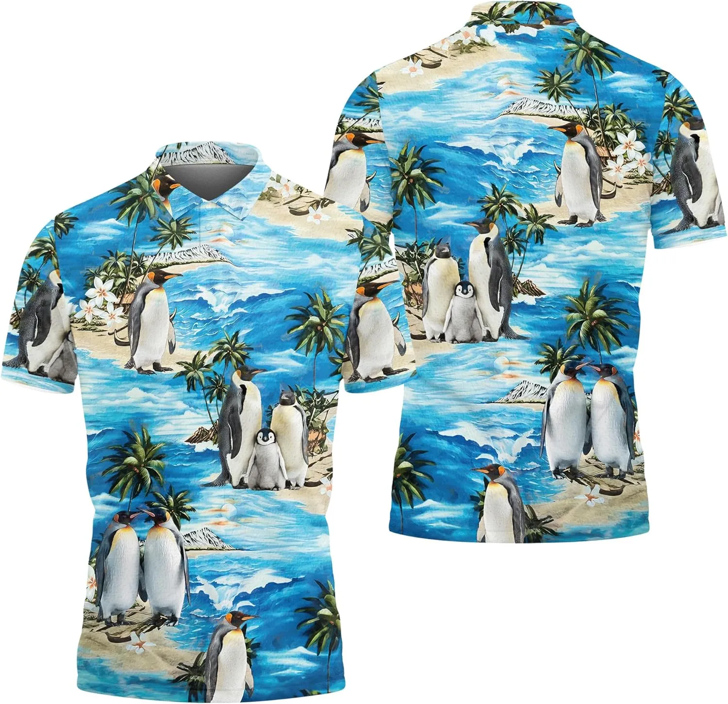 Penguin Polo Golf Shirts for Men Women - Cute Animal Mens Polo Shirts Short Sleeve Mens Polo Shirts Dry Fit Serie 102
