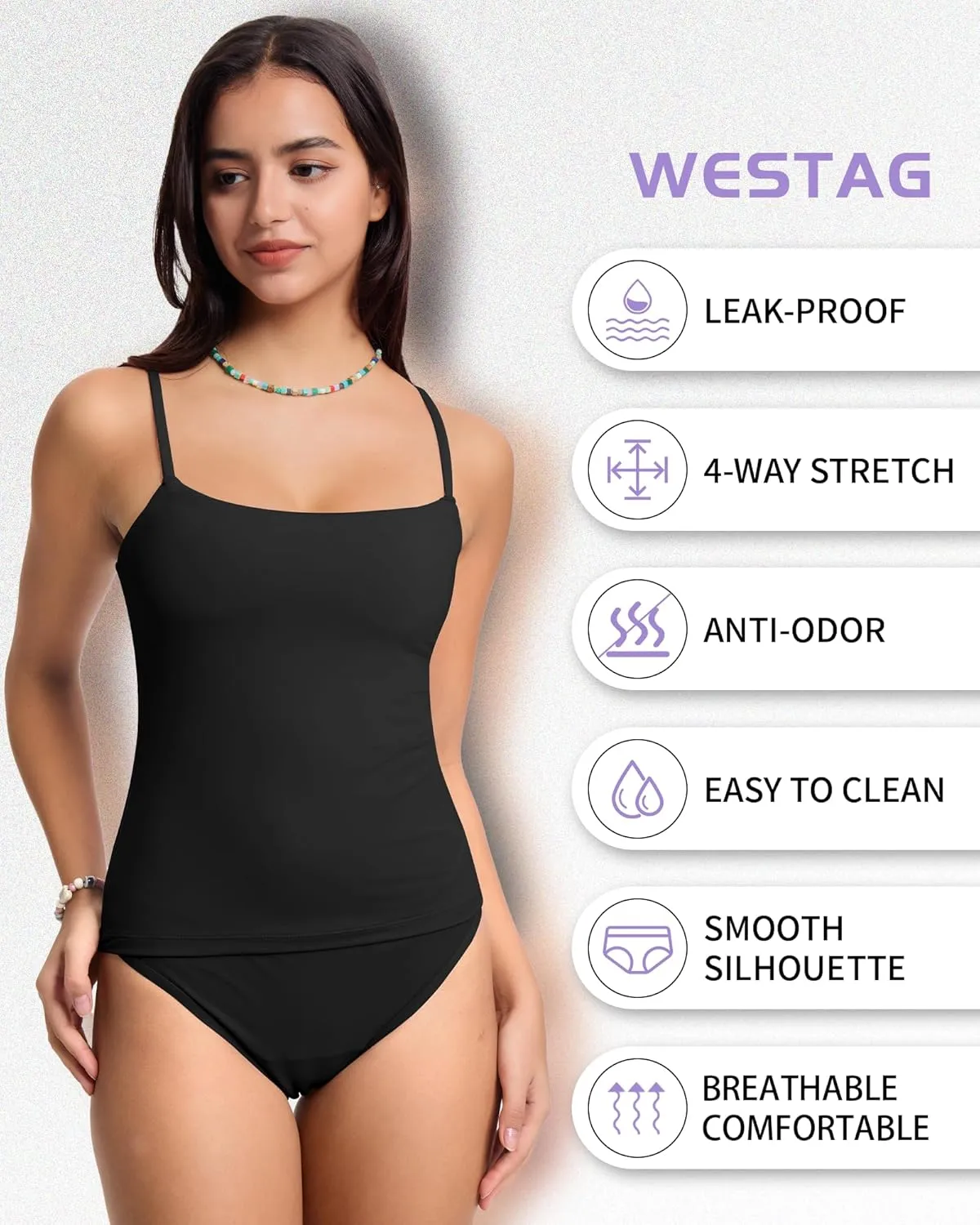 Period Swimwear Two Piece Tankini Sets Menstrual Leakproof Swimsuits Bathing Suit for Teen Girls