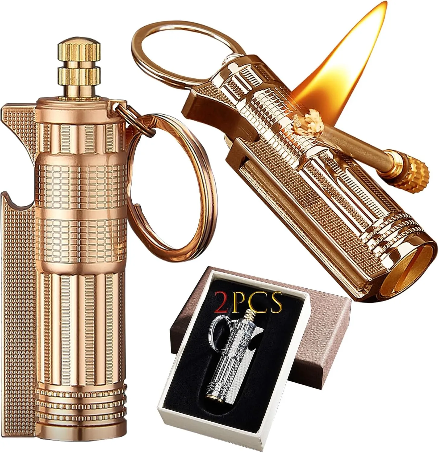 Permanent Match 2 Pack - Keychain Fire Starter for Survival | Flint Lighter with Bottle Opener Emergency Kit for Camping, Hiking"