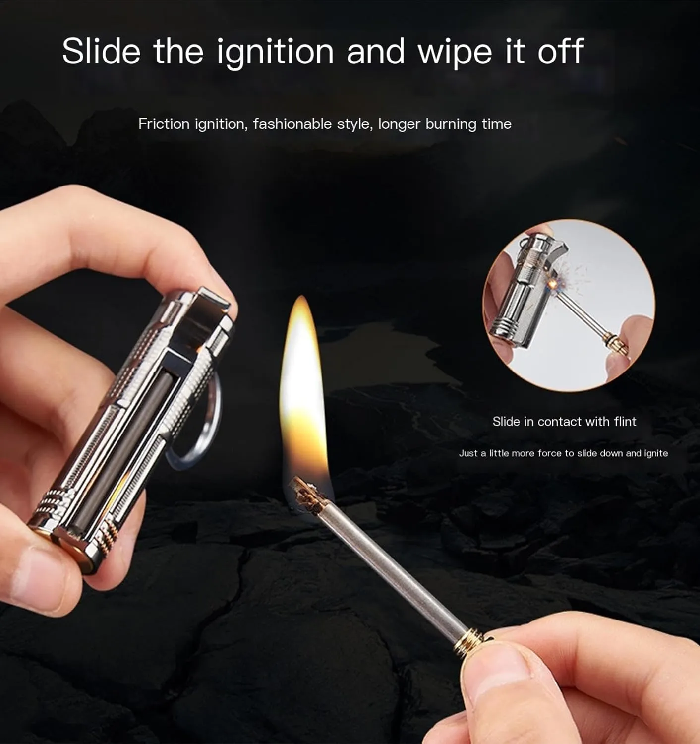 Permanent Match 2 Pack - Keychain Fire Starter for Survival | Flint Lighter with Bottle Opener Emergency Kit for Camping, Hiking"