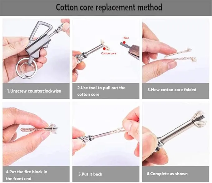 Permanent Match, Keychain Flint Metal Matchstick Fire Starter, Waterproof Emergency Flint Fire Starter for Outdoor Camping Survival,Great Gift